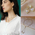 Pearl Heart Necklace and Earring set - 4PCS Pearl Jewelry Set for Women Gold Plated Pearl Choker Necklace Pearl Bracelet Pearl Earrings Set Trendy...