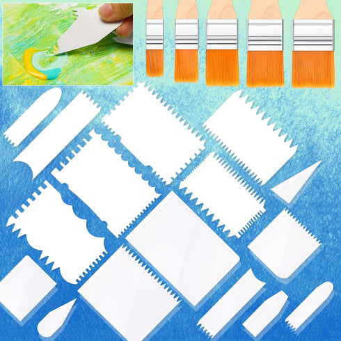 Potchen 30 Pcs Acrylic Pouring Swipe Painting Tools Supplies Acrylic Pouring Tools Supplies Brush Paint Scrapers 25 Pcs Paint Swipe Accessories an...