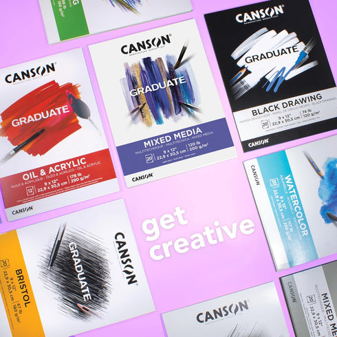 Canson Graduate Mixed Media Pad, Foldover, 9x12 inch, 20 Sheets | Artist Paper for Adults and Students - Watercolors, Mixed Media, Markers and Art...