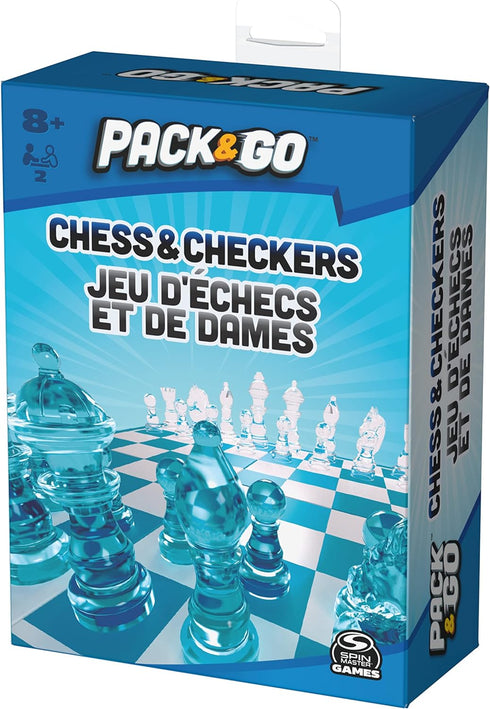 Pack & Go Chess & Checkers Board Game from Spin Master Games Portable 2-Player Games Chess Board Chess Set for Adults and Kids Ages 8 and up...