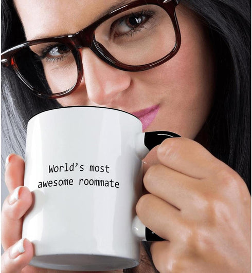 3dRose mug_195413_4 Worlds most awesome roommate - Two Tone Black Mug, 11oz...