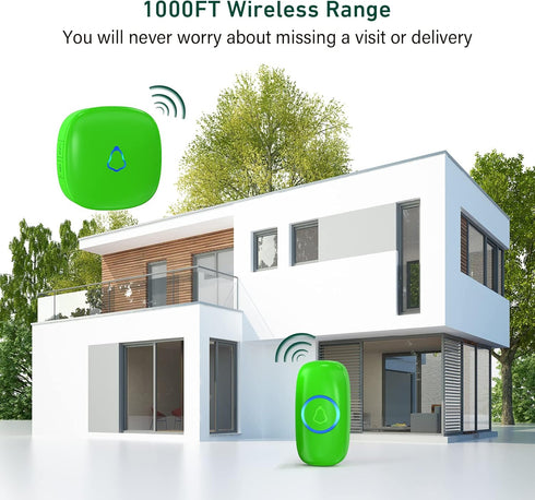 SECRUI Wireless Doorbells for Home, Classrooms, Apartments, Businesses, etc. Easy to Use, Adjustable Volume, 58 Chimes, Colorful LED, Waterproof, ...
