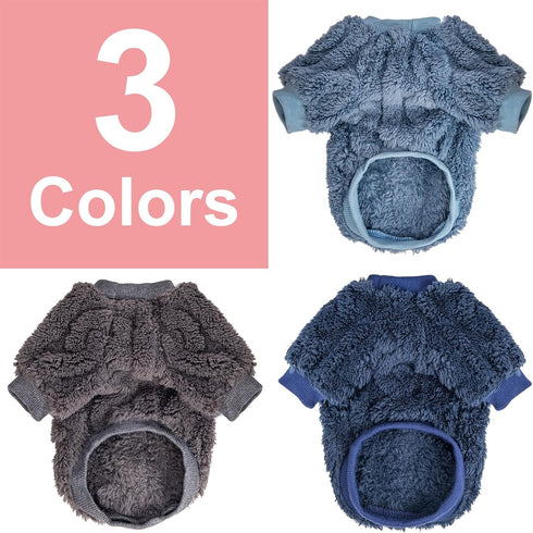 Dog Sweater, 3 Pack Dog Sweaters for Small Dogs or Cats, Girl or Boy, Warm Dog Clothes Shirt Coat for Winter Christmas (Blue, Dark Blue, Grey, Med...