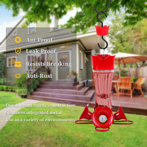 Ant Moat for Hummingbird Feeders, Hummingbird Feeders for Outdoors Hanging, Hummingbird Feeder Ant Guard 4 Hook with 4 Brushe, Red...