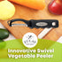 Zulay Kitchen Swivel Vegetable Peeler - Stainless Steel Potato & Veggie Peeler with Comfortable Grip - Built In Blemish Remover - Black...