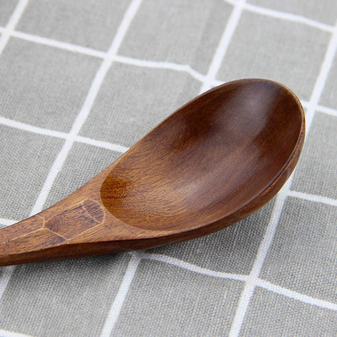 Soup Spoons,AOOSY Wooden Soup Spoons, 6 Pieces 7.84 inches Japanese Ramen Spoons Round Nanmu Wood Long Handle Rice Dessert Cooking Tasting Dinner ...
