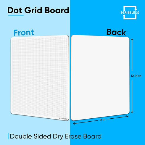 Dotted Dry Erase Board Graph Whiteboard 9" x 12" Double Sided with Bullet Dot Grid Paper for Home School Classroom Kids and Students Portable Dot ...