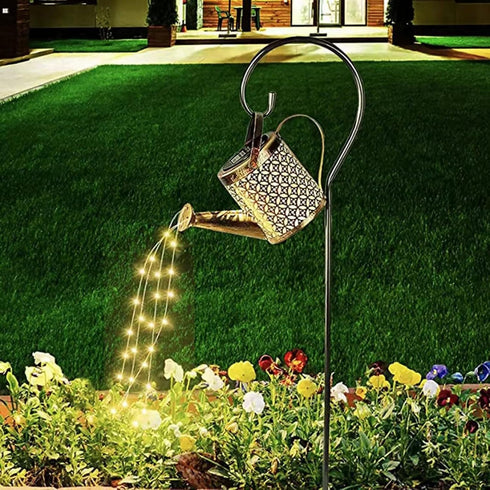Watering Can with Lights, Solar Lights for Outdoor Garden Art Decor Hanging Solar Lanterns, Metal Waterproof for Walkway Yard Pathway Patio Table...