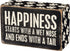 Primitives by Kathy 31145 Paw Print-Trimmed Box Sign, 4 x 2.5-Inches, Happiness Starts with A Wet Nose...