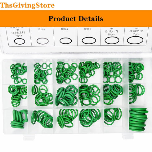 270pcs O Ring Gasket Kit Rubber Washer, 18 Sizes 7/32x1/16in - 11/16x1/8in Faucet O Ring A/C O-Ring Rubber Assortment Set, Seals Tool for Car Repa...