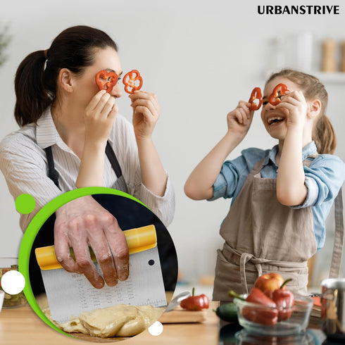 Urbanstrive Bench Scraper for Baking, Stainless Steel Dough Cutter and Scraper Tool Kitchen, Kitchen Scraper Food Scraper Tool Pizza Cutter Food C...