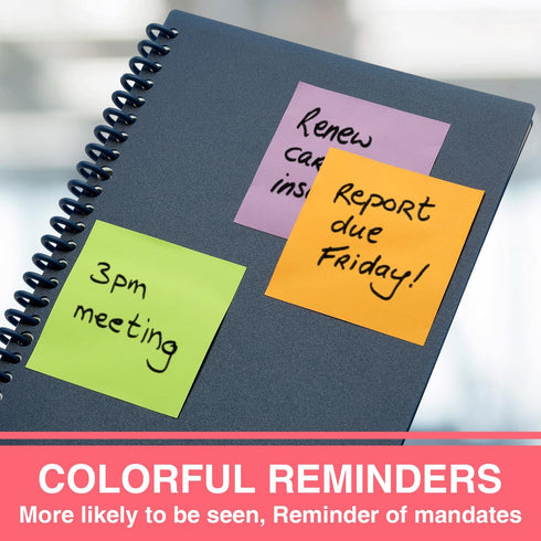 Sticky Notes Pads, 600 Sheets, 3x3 Inches, It is Perfect to Post for Office, Home and School, 12 Pads 12 Colors Sticky Notes Bulk...