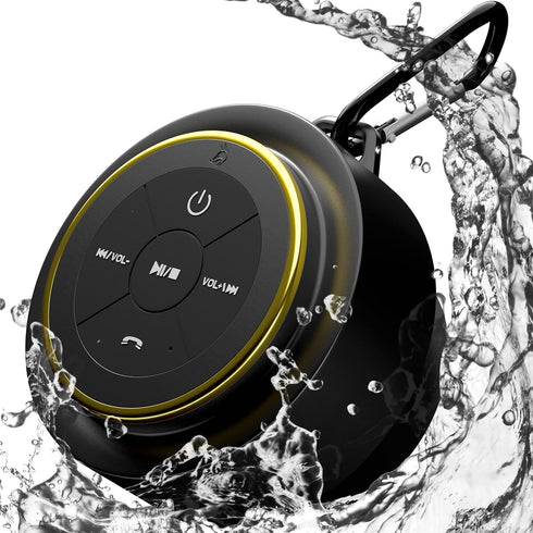 iFox Portable Bluetooth Shower Speaker, IPX7 Waterproof Outdoor Wireless Speaker, Built-in Mic, Carabiner, Beach, Camping, Hiking, Pool, Great Gif...