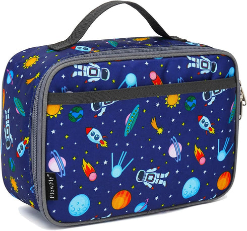 FlowFly Kids Lunch box Insulated Soft Bag Mini Cooler Back to School Thermal Meal Tote Kit for Girls, Boys, Astronaut...