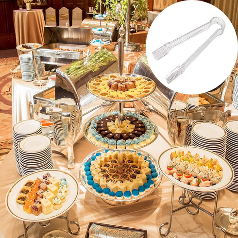 8 Pcs Plastic Buffet Serving Tongs, Clear Kitchen Tongs 6.3 Inch Small Ice Tongs for Tea and Coffee Party Catering Appetizers Salad Desserts Sandw...