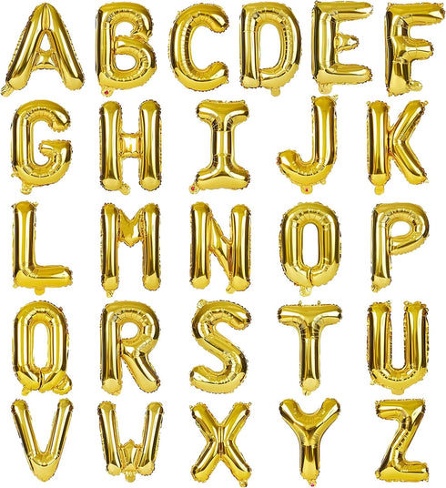 LIOZEOKUN Letter Balloons 16 Inch Mylar Foil Alphabet Letter A-Z Balloons Set for Wedding Birthday Party Decoration Banner Custom Phrase 26 Pieces...