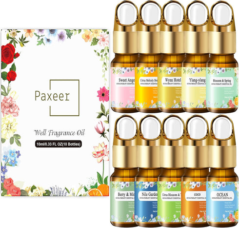 Essential Oils for Diffusers for Home Essential Oil Set Organic Fragrance Oil Floral Fruit Set 10 Premium Aromatherapy Mixing Oil Gift for Candle ...