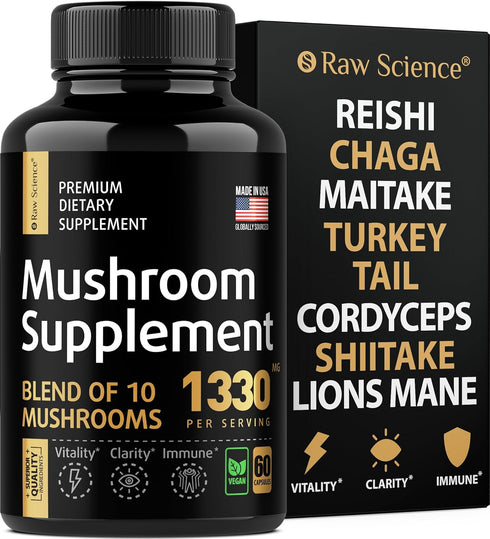 Mushroom Supplement - Shiitake Mushrooms & Lions Mane Supplement Capsules - Nootropic Mushroom Complex with Reishi, Turkey Tail, Chaga Extract & C...