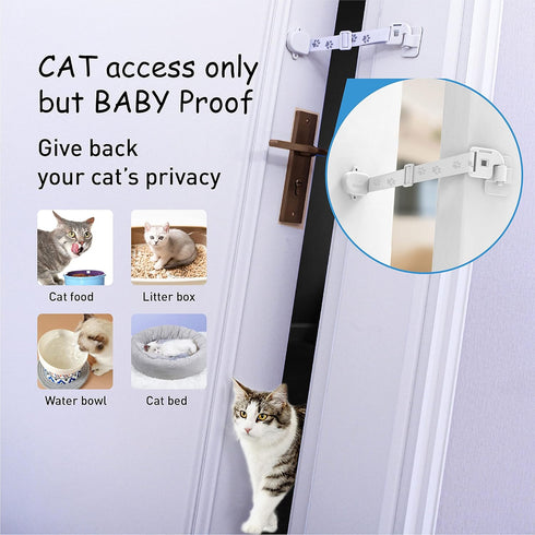 Magnetic Child Proof Door Lock. No Need for Interior Cat Door. Keep Toddler Out of Room with Litter Box While Let Cat in Easily.…...