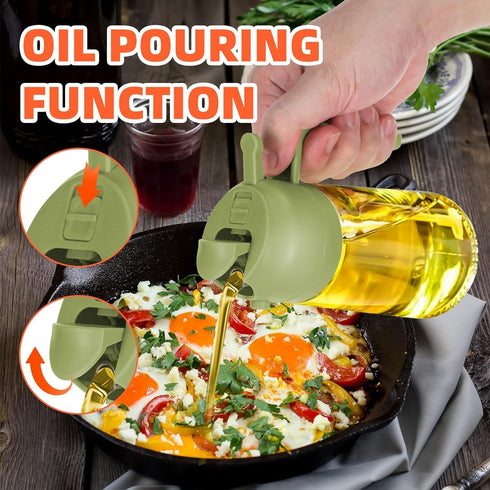 Oil Dispenser Bottle for Kitchen,2 in 1 Olive Oil Dispenser and Oil Sprayer,17oz/500ml Olive Oil Bottle,Oil Sprayer for Cooking,Premium Glass Oil ...