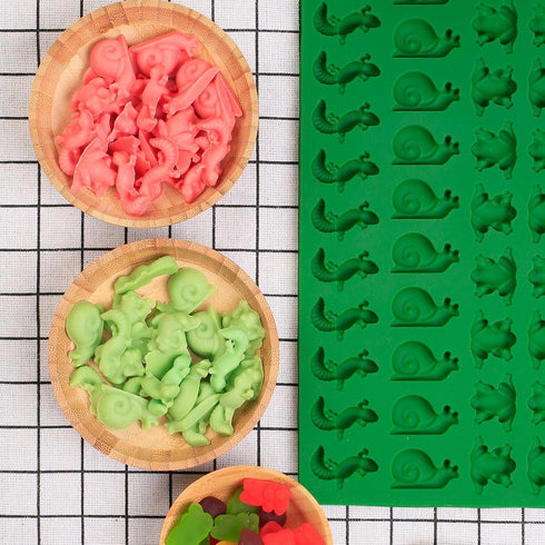 Mini Animal Silicone Mold - 70 Cavities Chocolate Candy Molds with Frogs, Lizards, Snails Shape for Making Gummy/Cake Decor/Fondant/Biscuits/Fruit...
