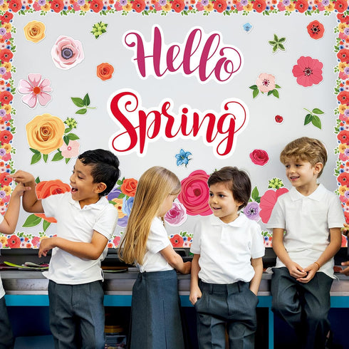 51 PCS Spring Bulletin Board for Classroom Wildflowers Bulletin Board Decorations Hello Spring Bulletin Board Cutouts Set Flowers Cutouts Spring F...