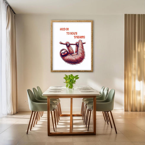 Posterizer 1 pcs-hold on to your dreams-cute sloth-Kids Room Art-Motivational & Inspirational Art-decor for nursery toddlers kids room- UNFRAMED W...