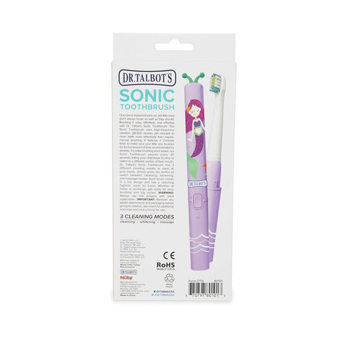 Dr. Talbot's Nuby Toddler Sonic Electric Toothbrush with Rechargeable Battery, 3 Cleaning Modes, Mermaid...
