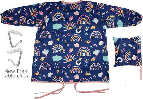 Baby Bibs for Eating | Long Sleeve Bib can be Clipped to the Table | Long Sleeve Bibs for Babies | Coverall Bib...
