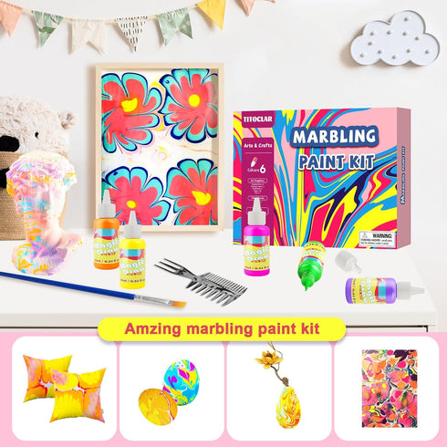 Titoclar Art Supplies for Kids Girls,Water Marbling Paint Kit,Arts & Crafts for Kids Ages 8-12 6-8 3-5, Birthday Gifts Toys for Girls 3+ Years Old...