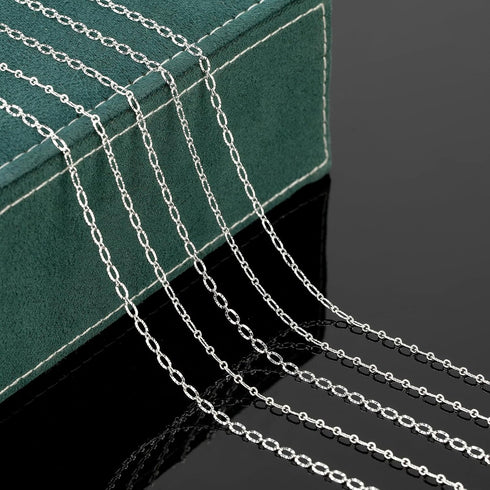 UMAOKANG 32.8 Feet Silver Jewelry Chain for Jewelry Making Silver Plated Brass Chain Roll Women Necklace Bracelet DIY Embossed Oval Cable Chain...