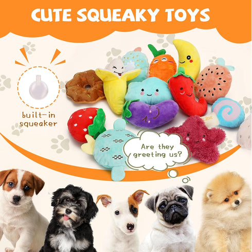 Charming Chorus-20 Pack Squeaky Dog Toys Set, Plush Puppy Toys with Irresistibly Cute Characters for Small Dogs, Interactive Dog Squeak Toys for D...