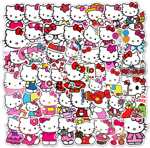 Kawaii Hello Kitty Stickers for Girl Water Bottle, 50pcs Cute Sanrio Cartoon Hellokitty Waterproof Vinyl Decal for Teen Kids Women Laptop Skateboa...