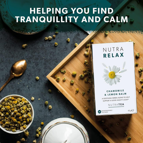 NUTRARELAX - Sleep and Calming Tea – Helps with Relaxation and Sleep – Includes Chamomile, Lemon Balm and Passionflower - 20 Enveloped Tea Bags - ...