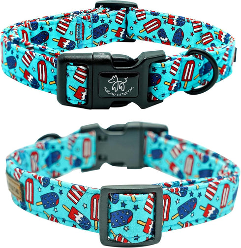 Elegant little tail Independence Day Dog Collar, Holiday Pet Collar Patriotic Durable Dog Collar Cotton Soft Pet Gift Plastic Buckle Adjustable Do...