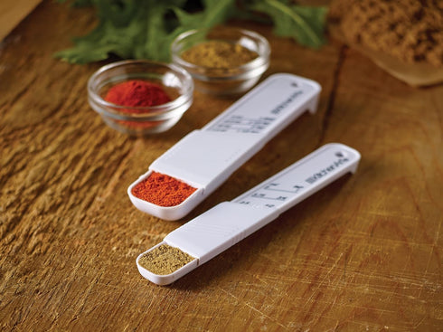 KitchenArt Adjust-A-Teaspoon And Adjust-A-Tablespoon Set, Plastic, 2-Piece, White,9 x 3.5 x 0.75 inches...