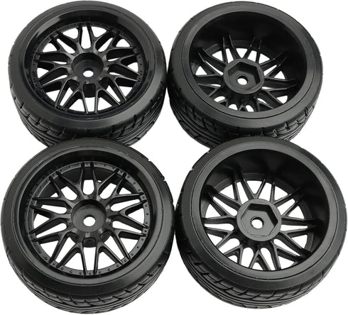 4PCS 12mm Hub Wheels,1:10 62mm Hard Plastic RC Drift Cars On Road Touring Racing Rally Tires for Traxxas HSP Tamiya HPI Kyosho On-Road Drifting Ca...
