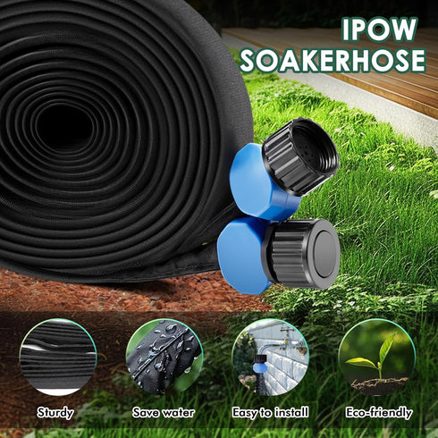 IPOW Heavy Duty Double Layer Design Saves 80% Water Leak Proof Soaker Hose, Drip Watering Hose for Garden, Lawn, Flower Bed, Vegetable Field (25 F...