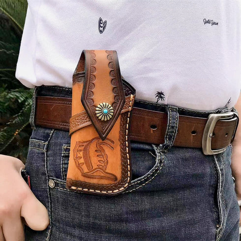 Genuine Leather Pocket Knife Sheath for 4.5''-5.1'' Folding Knives,Handmade Large Folding Knife Holder,GerBer MP600 Sheath Snap Knife Pouch,Knife ...