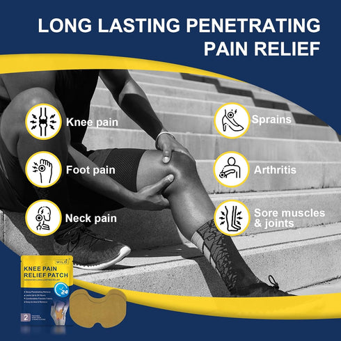 WILD+ Knee Pain Relief Patches, Warming Herbal Plaster for Knee Relief Patch, Natural Knee Patches Heat Patch for Pain Relief, Wormwood Pain Relie...