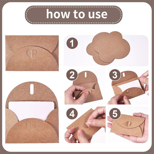 50PCS Mini Cards with Envelopes, Mini Envelopes with Heart Shaped Clasp, Small Cards with Envelopes Gift Card Envelopes Business Card Envelopes fo...