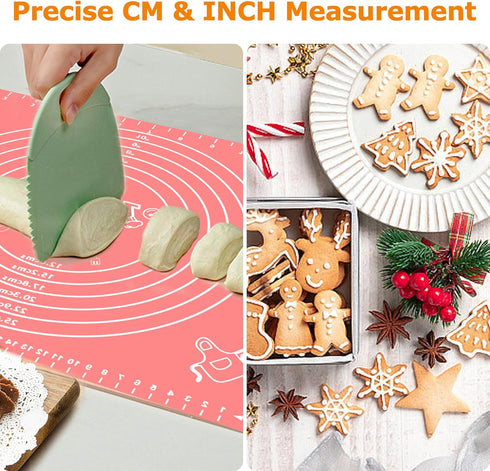 Silicone Pastry Mat for Baking, Dough Rolling Mat Non Stick Dough Mat with Measurement Baking Mat, Kitchen Counter Mat for Pie, Crust, Pizza, Cook...