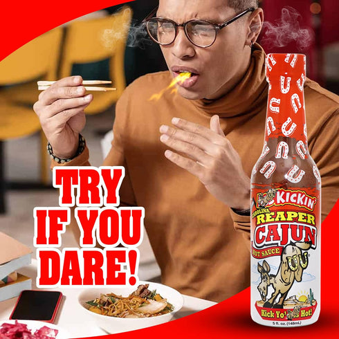 KICKIN' Carolina Reaper Cajun Hot Sauce – Try if you dare – Perfect Gourmet Gift for the Hot Sauce Fan...