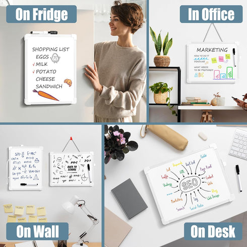 SUNEE Small Dry Erase Board with Hanging, 8.5x11 Magnetic White Board with Marker, Double-Sided Dry Erase Whiteboard for Students - Planning, Draw...
