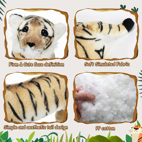 15'' Tiger Stuffed Animal, Stuffed Tiger Leopard Lion Animal Plush Toys Realistic Tiger Plush Gifts Leopard Lion Tiger Pillow Jungle Stuffed Anima...