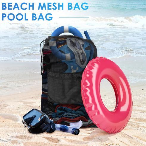 BROTOU Drawstring Bag Heavy Duty Mesh Bag Gym String Bag with Pocket Sport Equipment Bag for Swimming Yoga Beach Laundry...