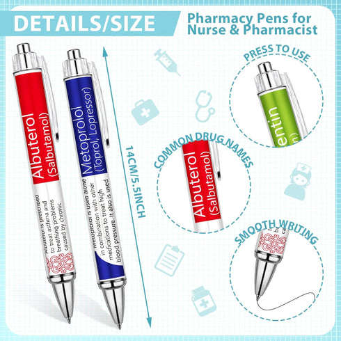 24 Pcs Pharmacy Pens for Nurse Pharmacist Funny Drug Pens Nursing Week Pens Cute Pharmacy Technician Gifts for Pharmacist Medical Assistant School...