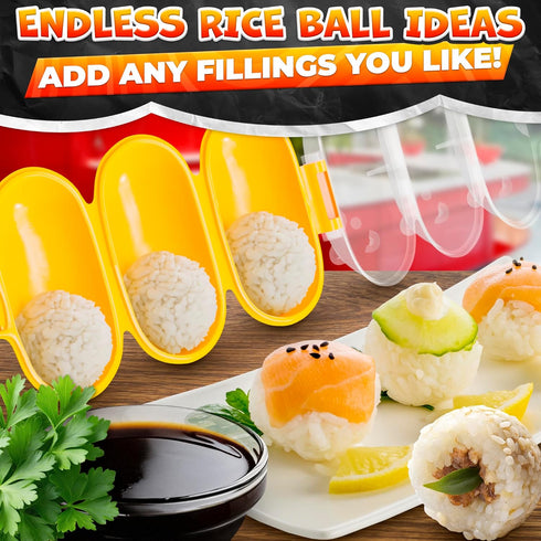 Rice Ball Mold with Paddle Spoon – Rice Ball Maker Mold for Temari Sushi, Yaki-Onigiri – Sushi Plates & DIY Kit, Designed for Creative Presentatio...