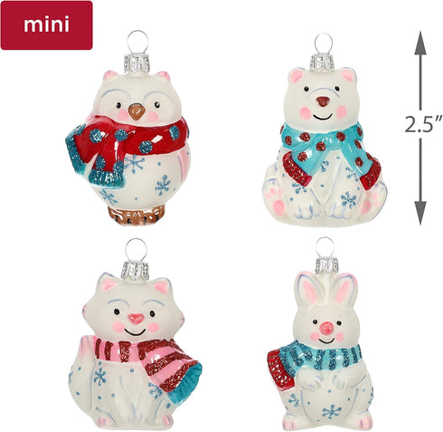 Hallmark Keepsake Mini Christmas Ornaments 2019 Year Dated, Arctic Friends Animals Miniature Blown Glass Ornament, Set of 4...