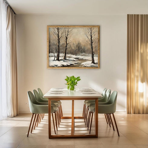 Posterizer 1 pcs-snowy jungle in winter in oil painting style-13-Landscape & Nature Art-GIft for Men Women Teens-Dining Room Decor- unframed wall ...